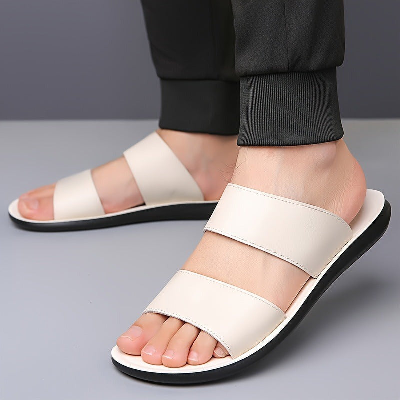 Cade leather slide sandals - White