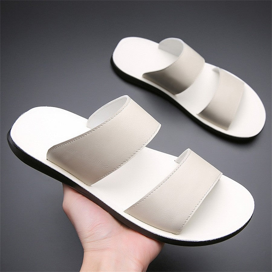 Cade leather slide sandals - White
