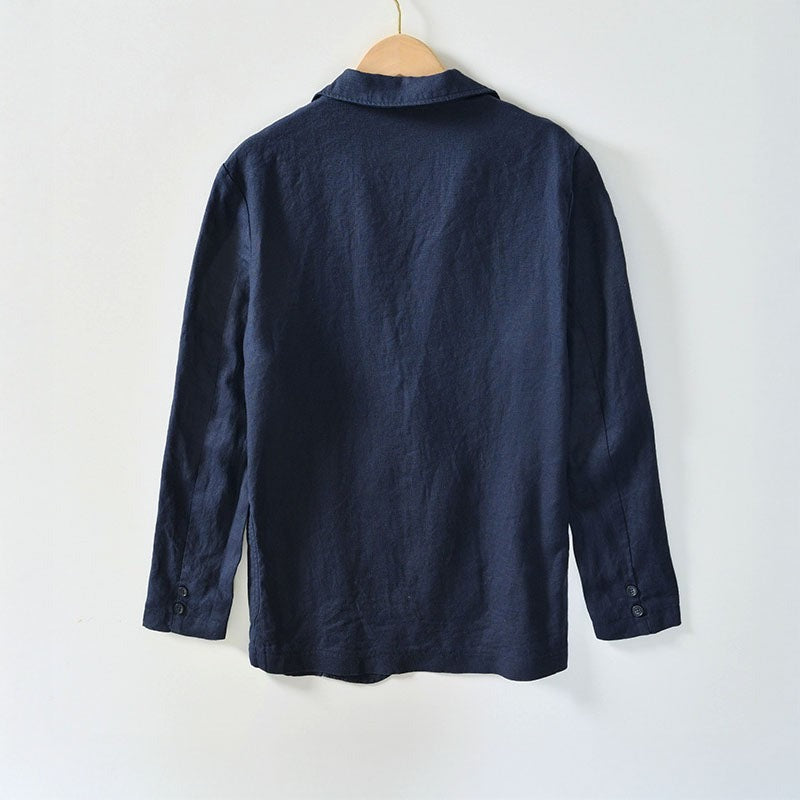 Carter linen blazer - Blue back view