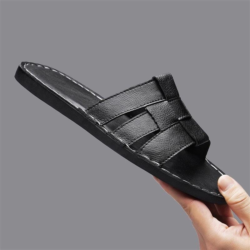 Carter flat leather sandals - Black