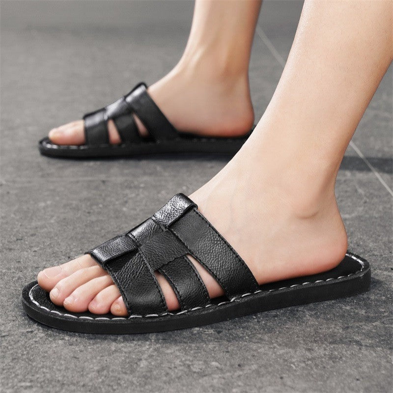 Carter flat leather sandals - Black