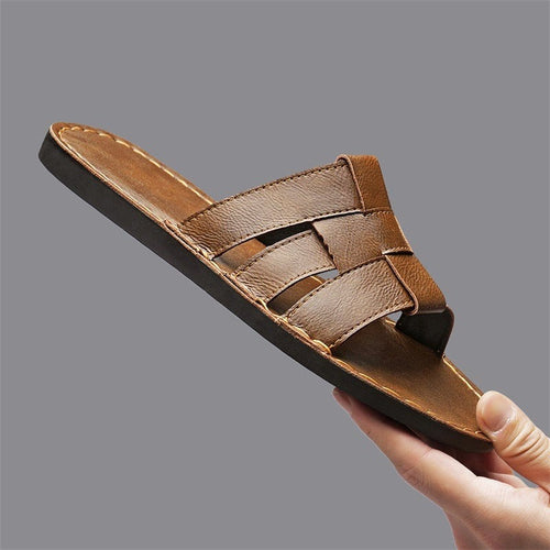 Carter flat leather sandals - Brown
