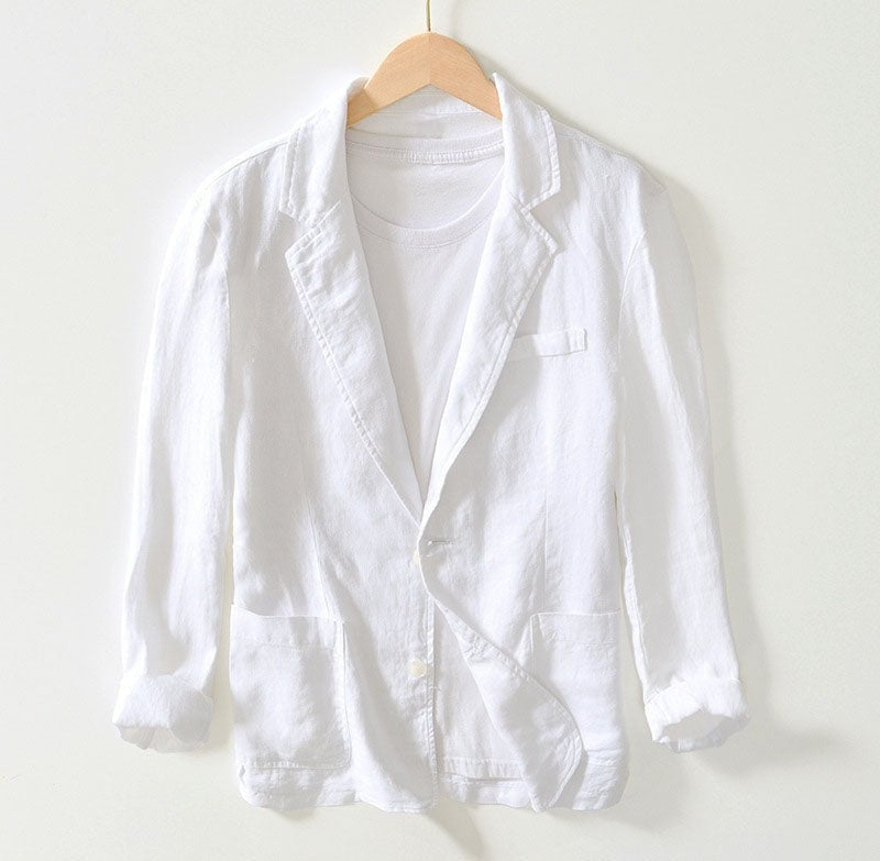 Carter linen blazer - White