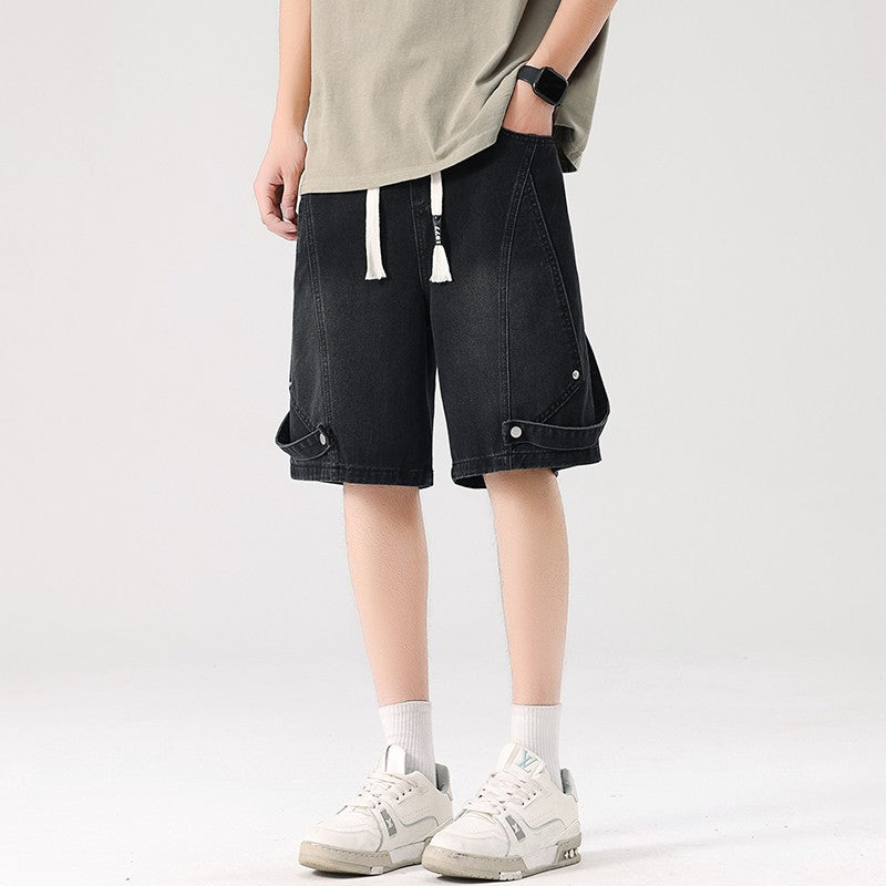 Cooper denim drawstring shorts - Black