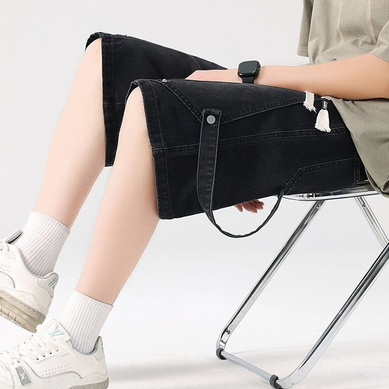 Cooper denim drawstring shorts - Black