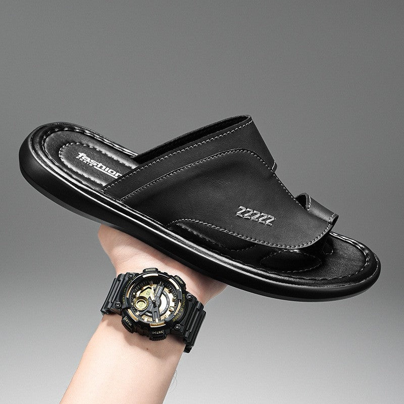 Cooper leather slide sandals - Black detail