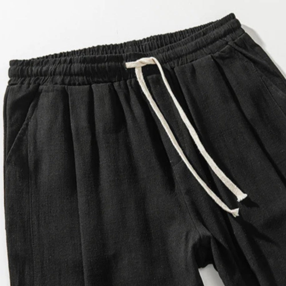 Cooper linen pants - Black waist detail