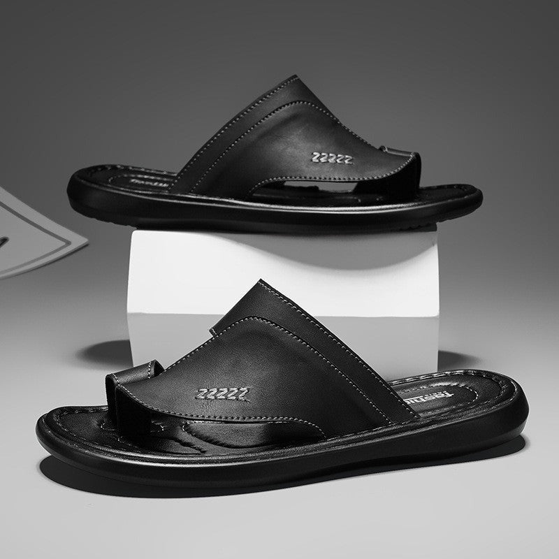Cooper leather slide sandals - Black