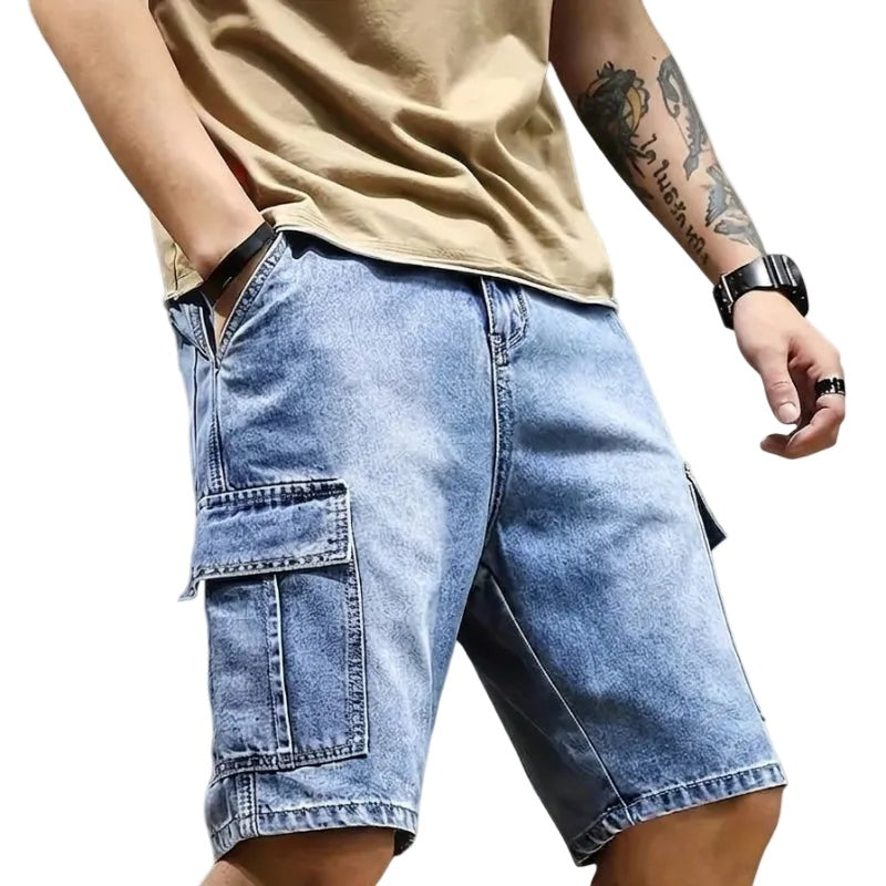 Cooper denim shorts - Blue front view