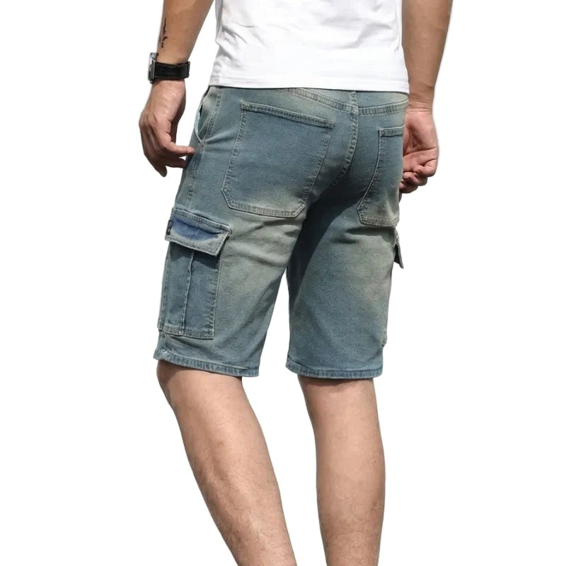 Cooper denim shorts - Light Blue back view