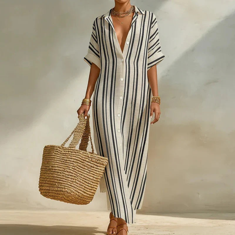 Emma linen dress - Gray