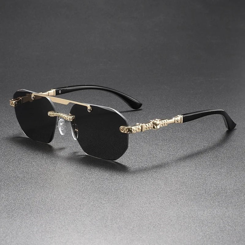 Felix rectangular metal sunglasses - Black Gold
