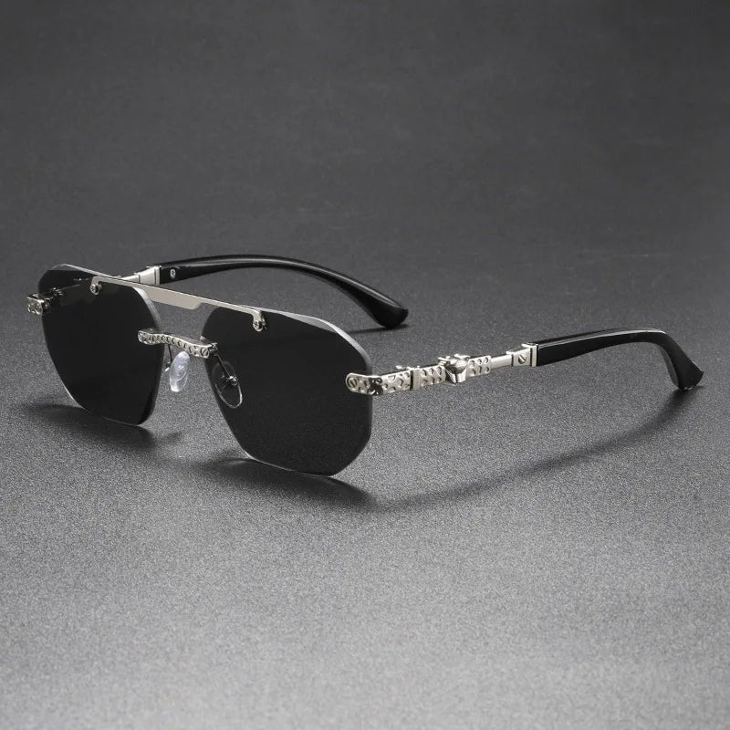 Felix rectangular metal sunglasses - Black Silver