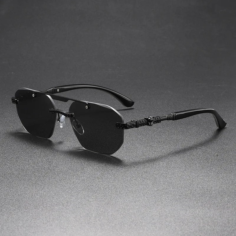 Felix rectangular metal sunglasses - Black