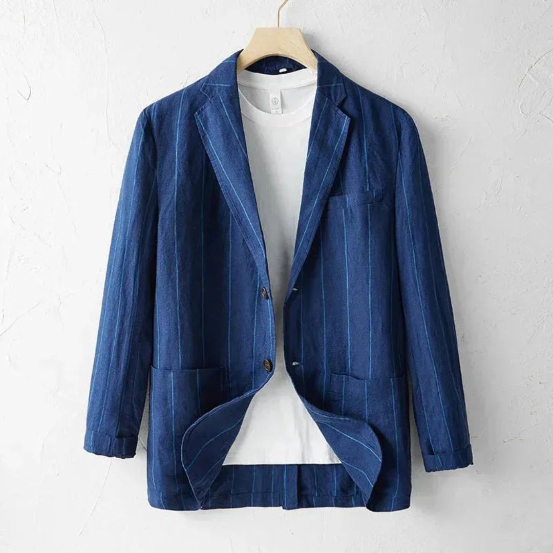 Felix pinstripe linen blazer - Blue