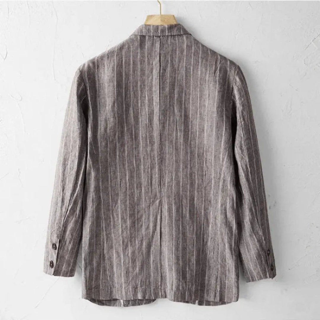 Felix pinstripe linen blazer - Brown back view