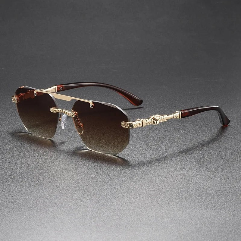 Felix rectangular metal sunglasses - Brown Gold