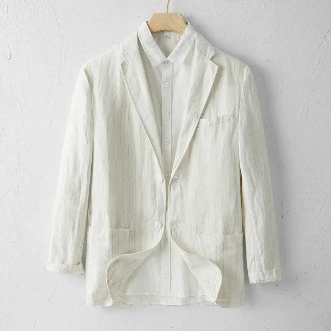 Felix pinstripe linen blazer - Cream