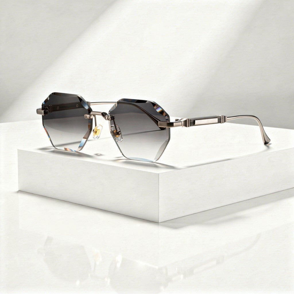 Flynn rimless hexagonal sunglasses - Black