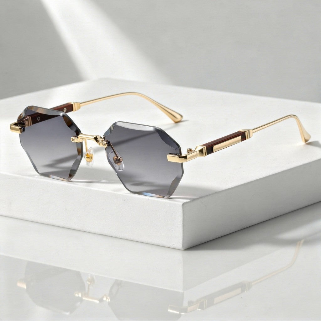 Flynn rimless hexagonal sunglasses - Gray