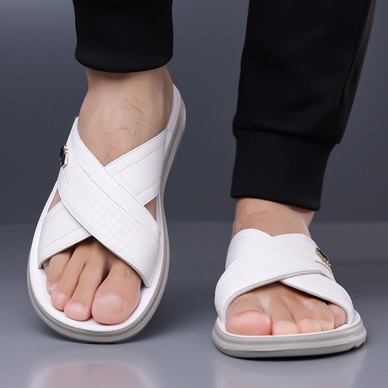 Flynn slide sandals - White