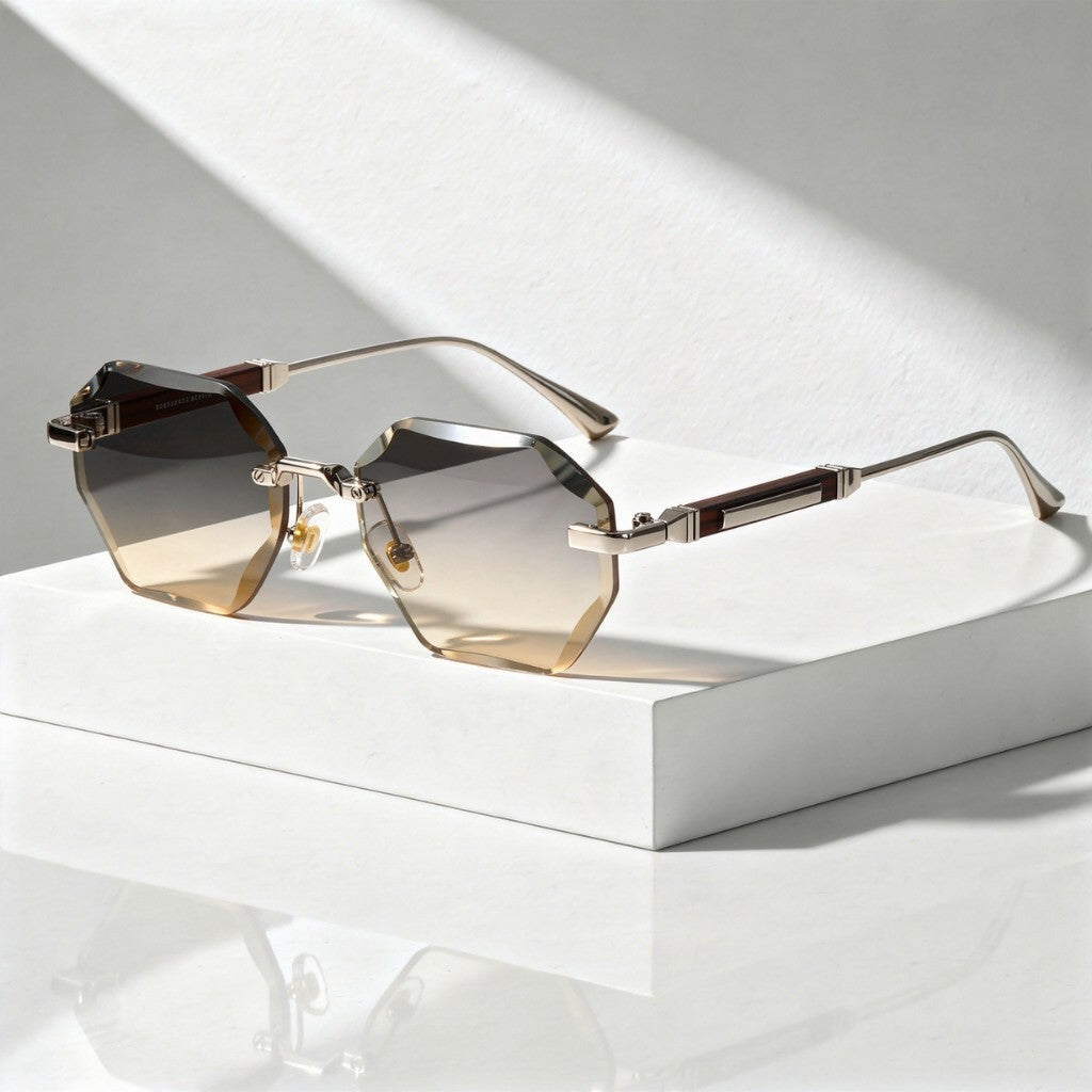 Flynn rimless hexagonal sunglasses - Yellow