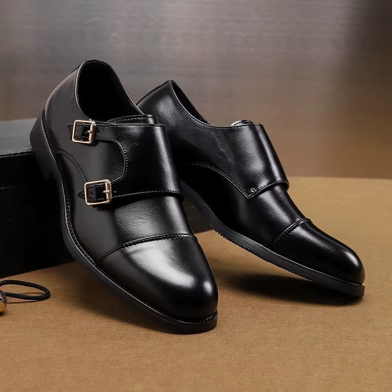 Hayes monk strap dress shoes - Black side view