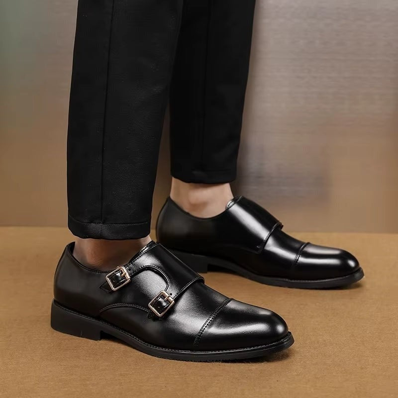 Hayes monk strap dress shoes - Black worn view