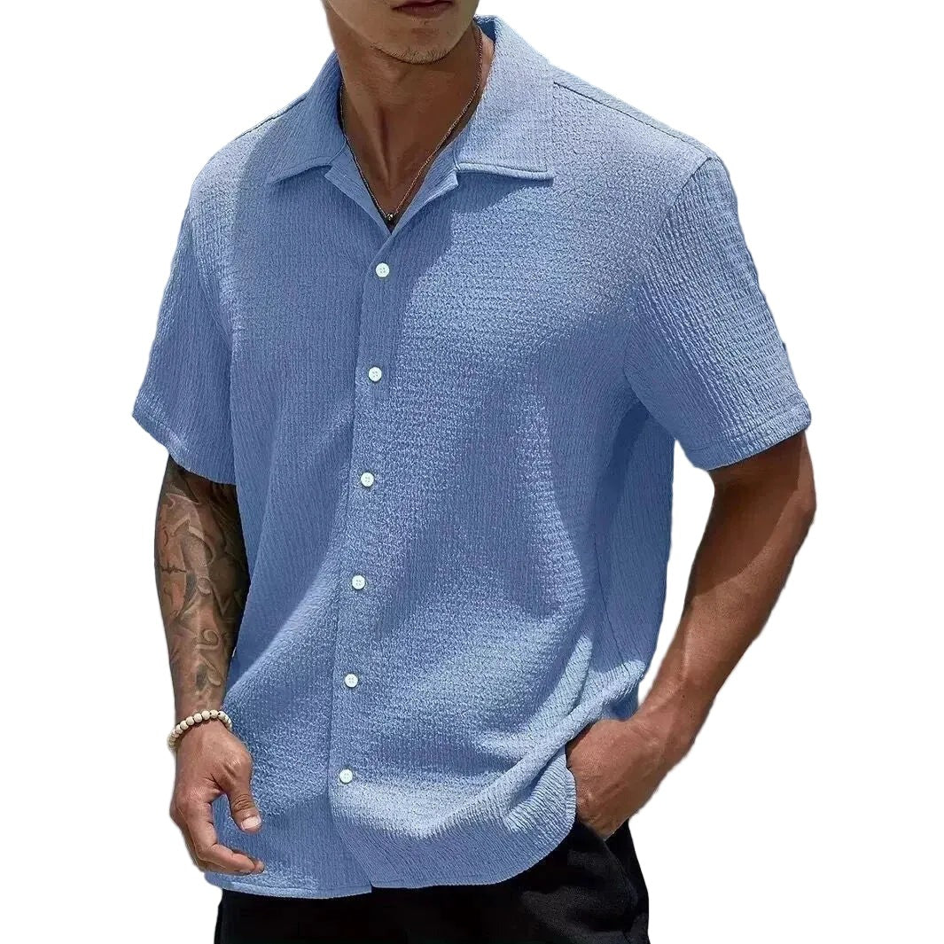 Hayes short sleeve linen shirt - Light Blue