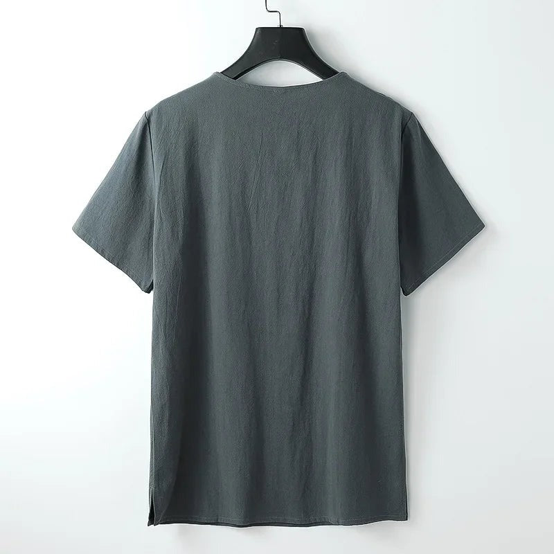 Henry Linen Shirt - Gray back view