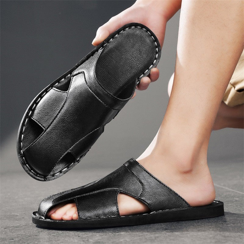 Hunter leather slide sandals - Black sole detail