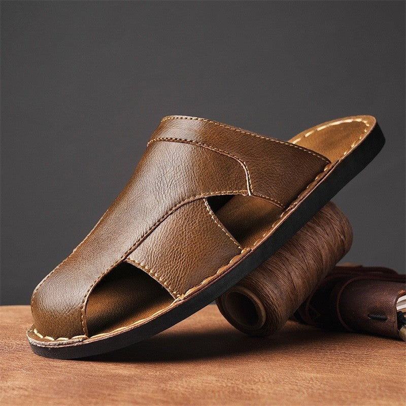 Hunter leather slide sandals - Brown