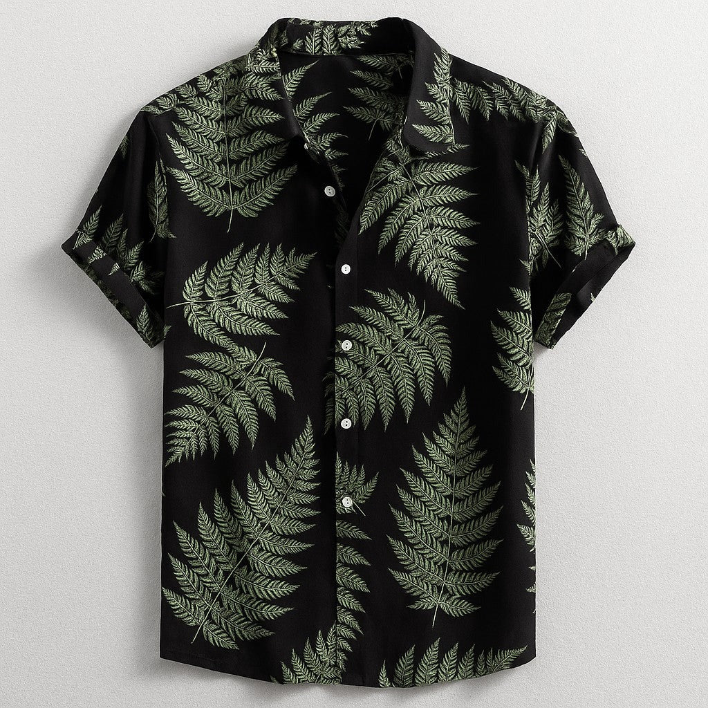Ian linen hawaiian shirt - Black