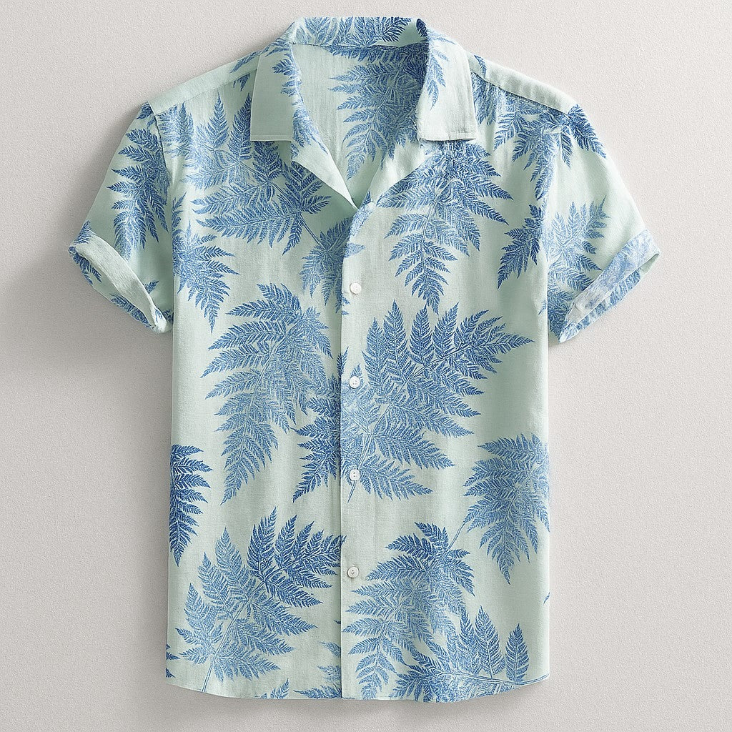 Ian linen hawaiian shirt - Blue