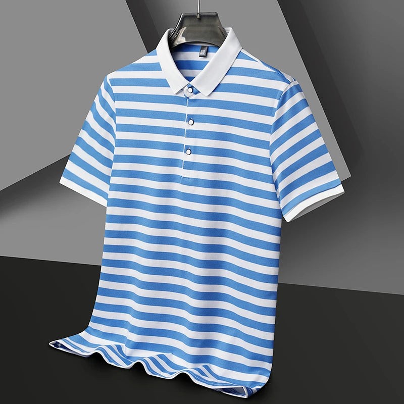 Ian striped polo - Blue