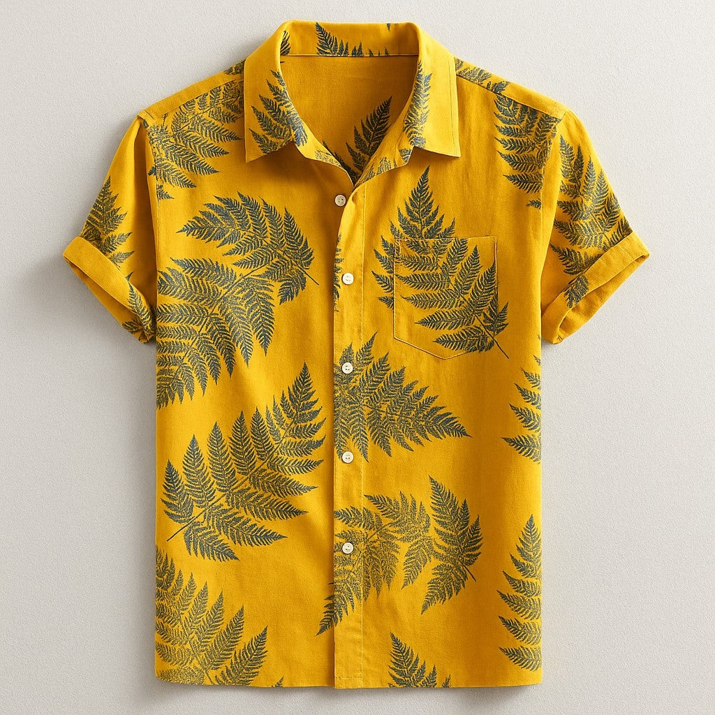 Ian linen hawaiian shirt - Yellow