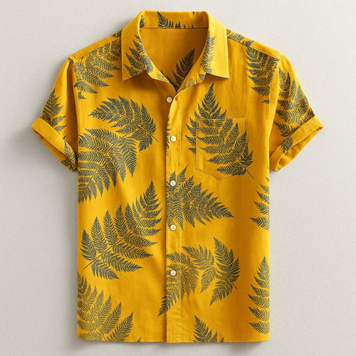 Ian linen hawaiian shirt - Yellow