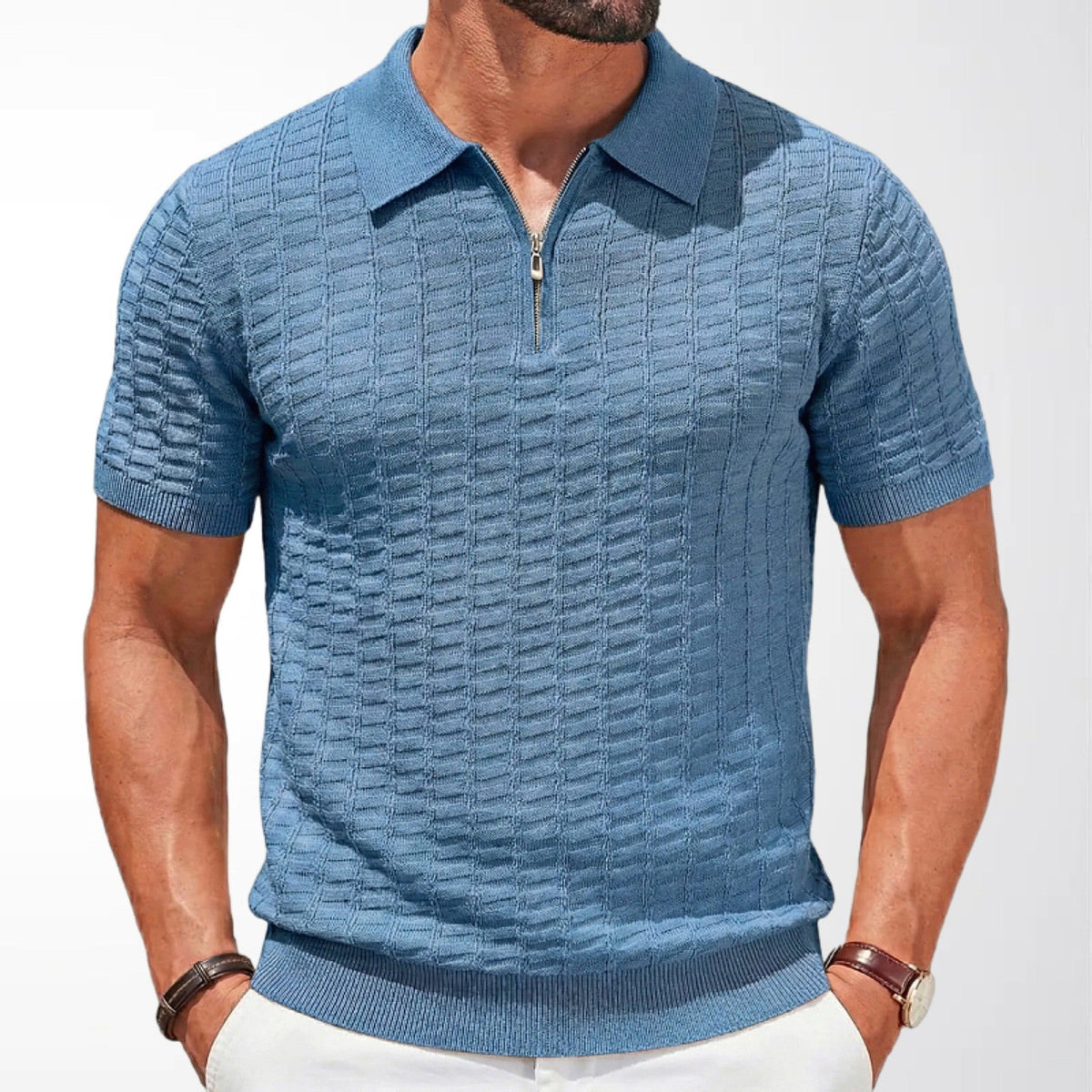 Jackson waffle knit polo - detail