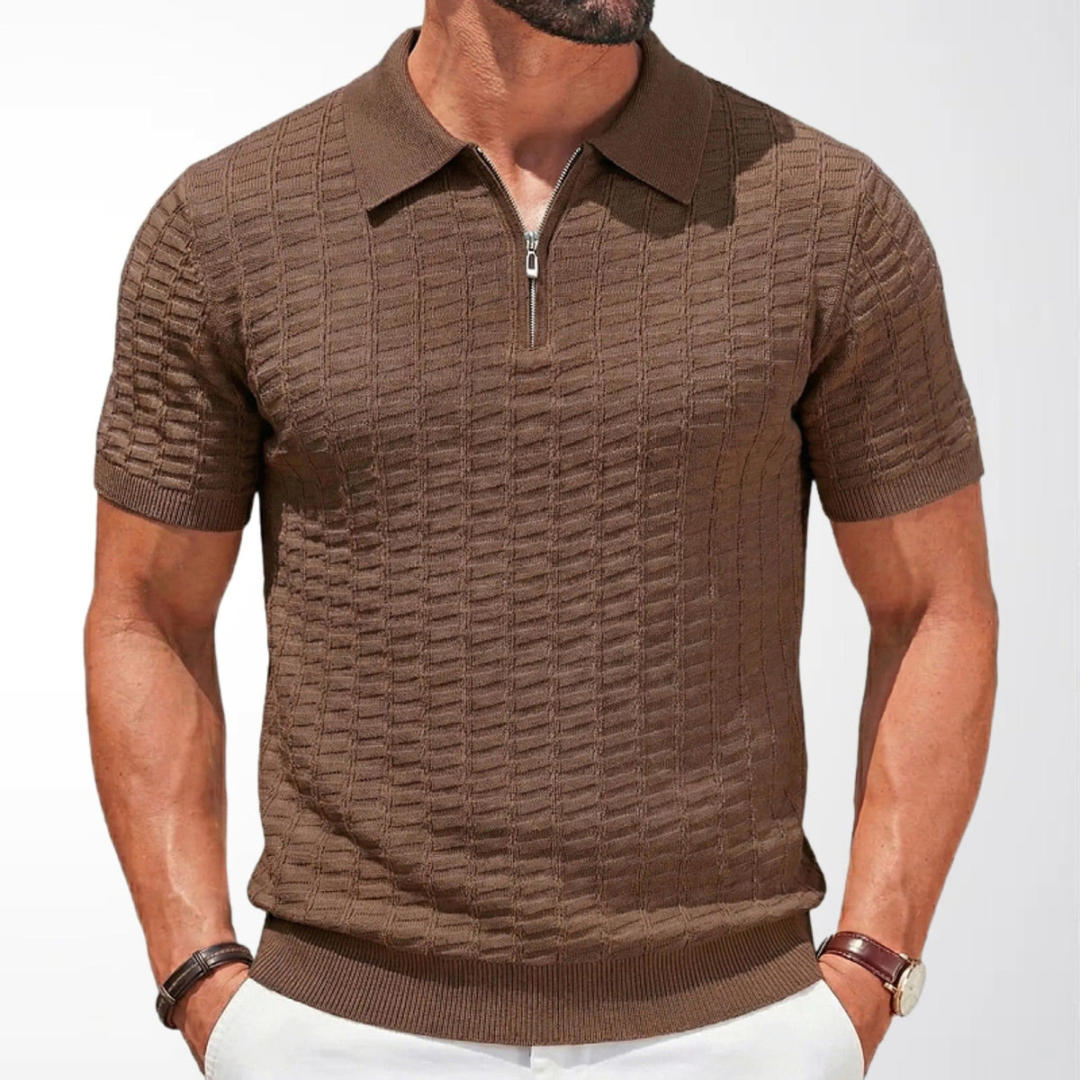 Jackson waffle knit polo - detail