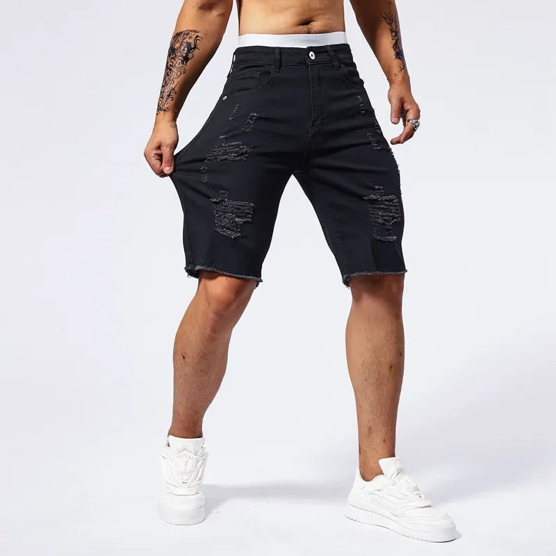 James denim shorts - Black back view