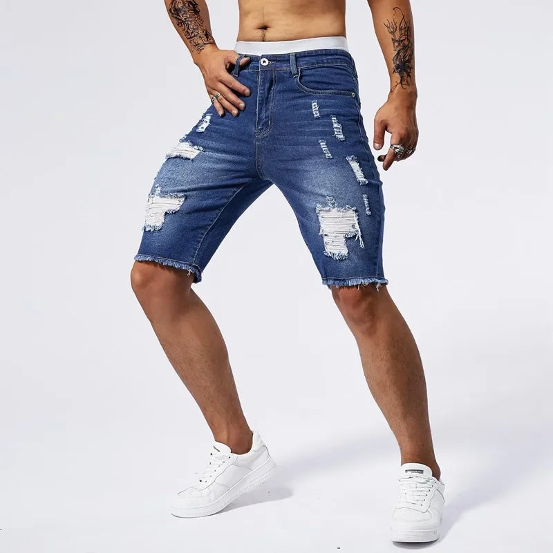 James denim shorts - Blue back view