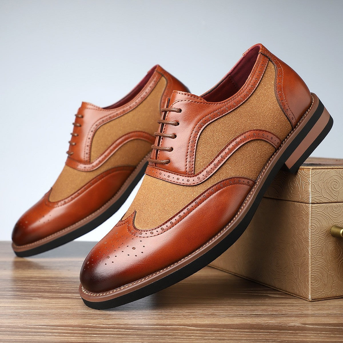 James brogue derby dress shoes - Yellow