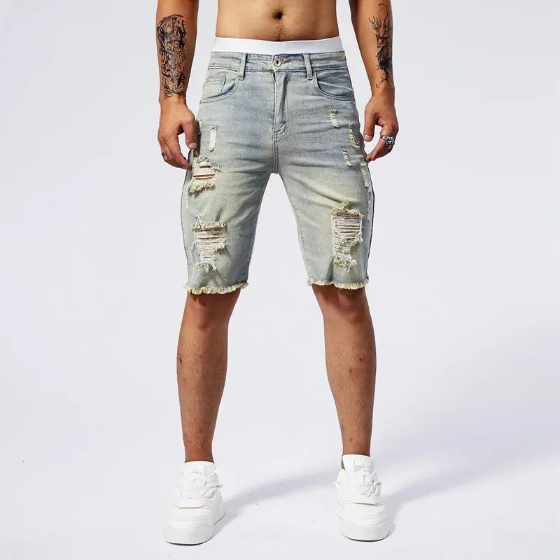 James denim shorts - Light Blue back view