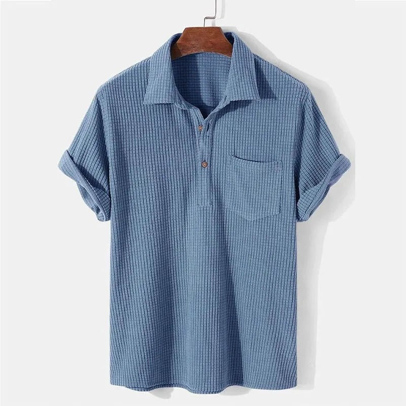 James waffle polo - Blue