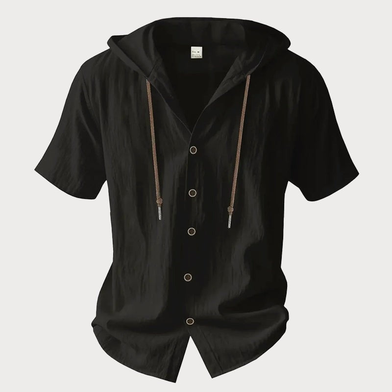Jasper hooded linen shirt - Black