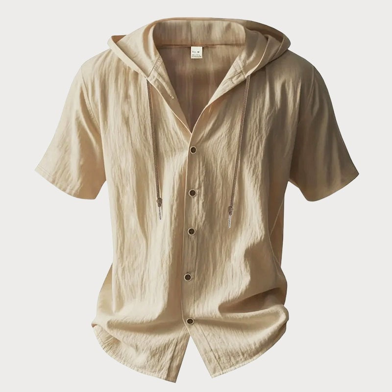 Jasper hooded linen shirt - Khaki