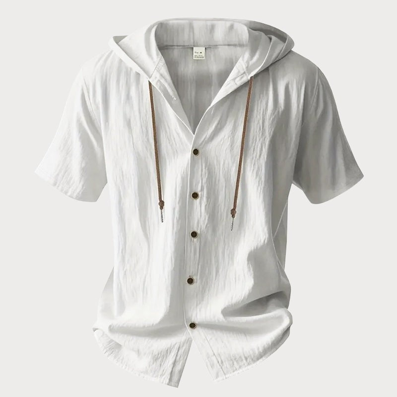 Jasper hooded linen shirt - White