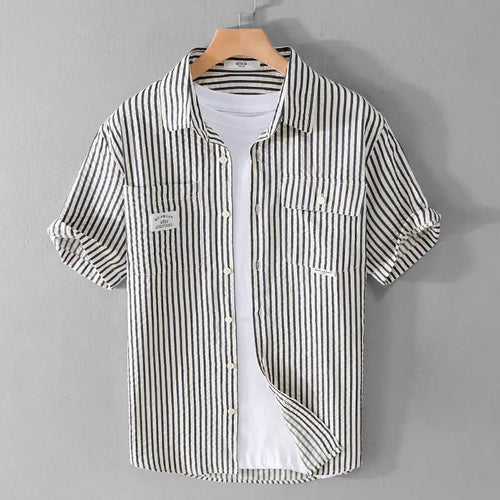 Jonah striped cotton shirt - Black