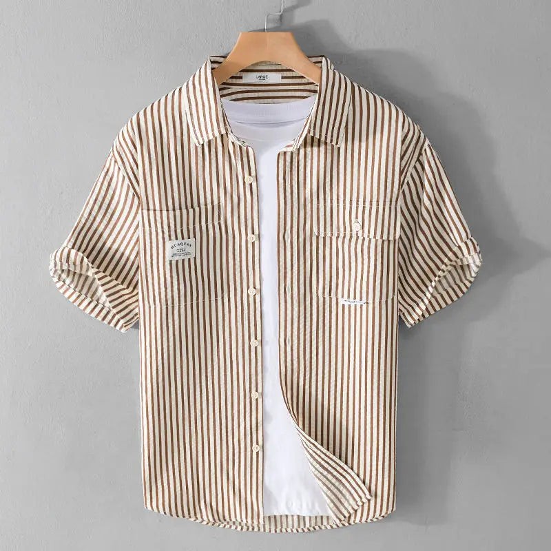 Jonah striped cotton shirt - Brown