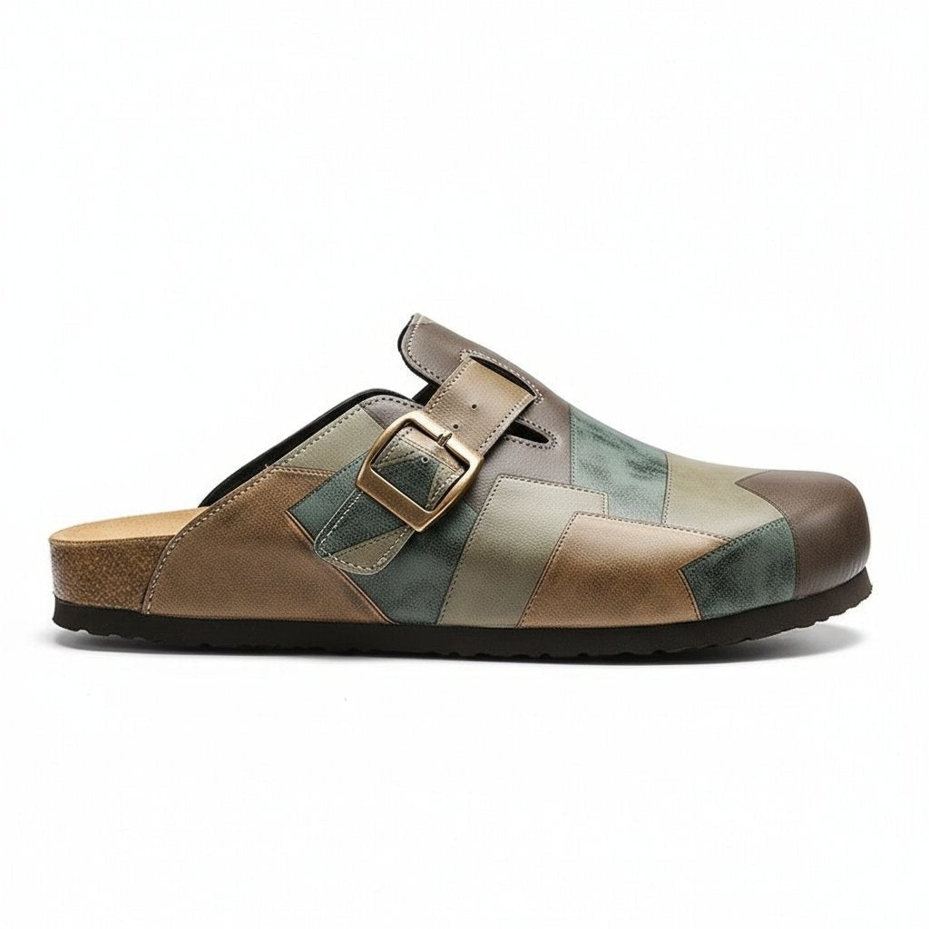 Jonah leather clogs - Khaki side view